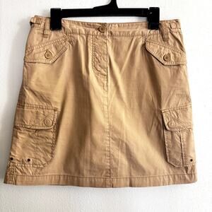 Vintage J. Crew Sz 8 Cotton Cargo Mini Skirt Pockets Y2K 90s Flirty Retro